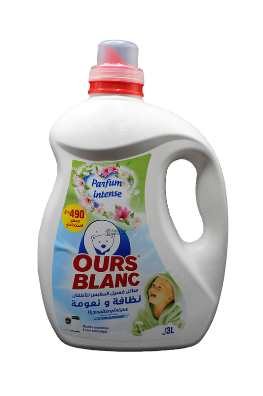 LIQ.LINGE OURS BLANS 3L BEBE