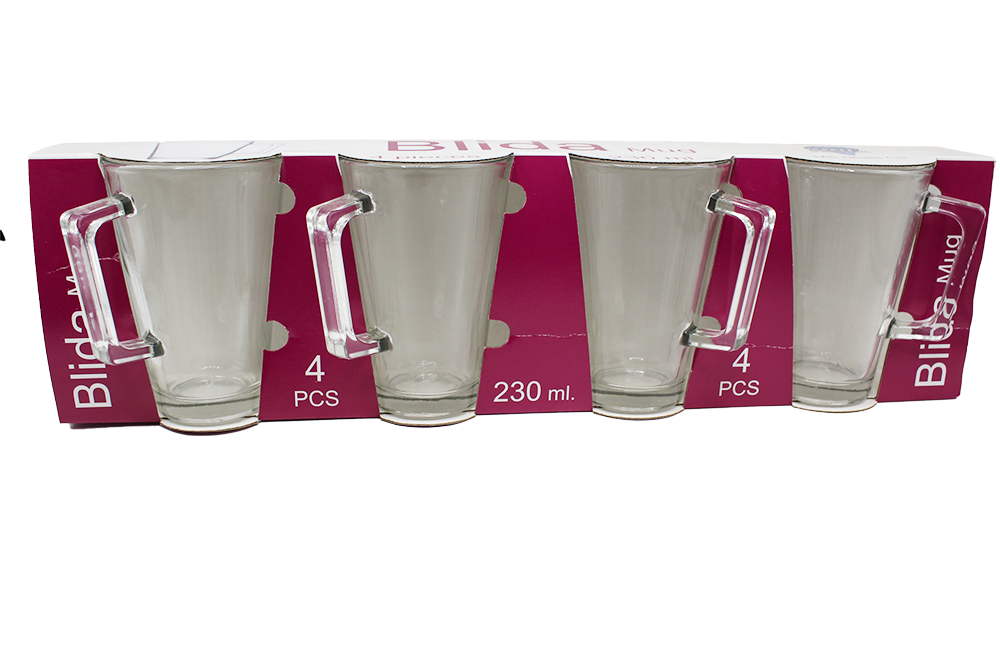 SET 4 TASSES VERRE LAIT 230ML
