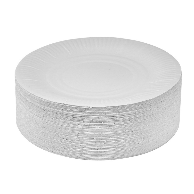 Assiette Carton Blanche  23 cm - Lot 12 