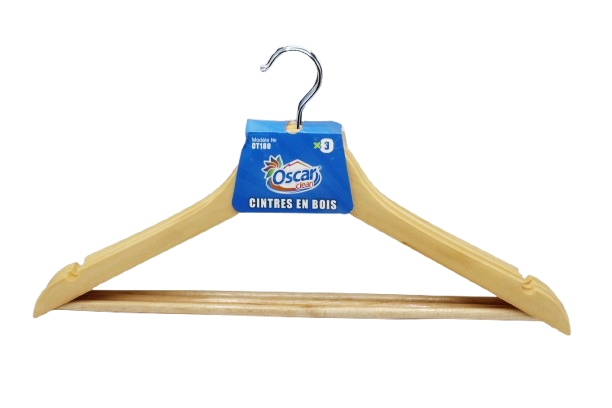 CINTRE BOIS VERNIS 3PCS CT180