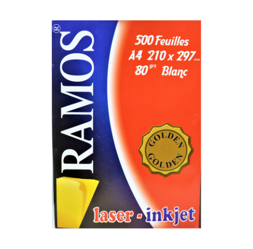 [DZ-48686] RAME PAPIER BLANC A4 80G 500F GOLDEN "RAMOS". RÉF : 1736			 