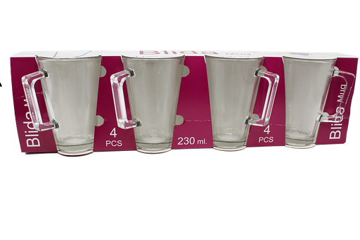 [31014966] SET 4 TASSES VERRE LAIT 230ML