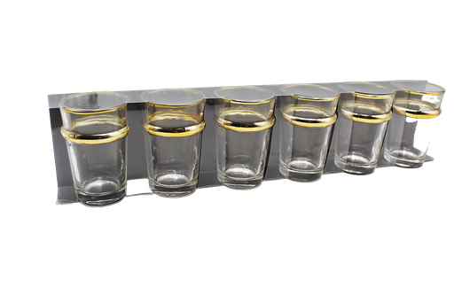 [31018318] VERRE A THE 130ML DORE 6P